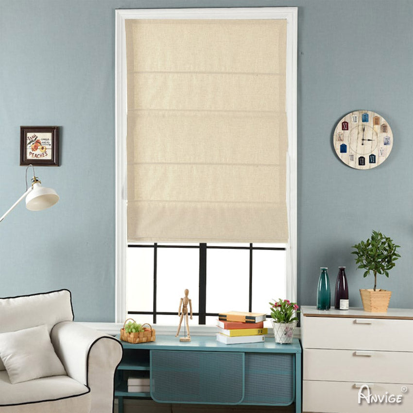 Cortinas romanas planas Anvige, herrajes para instalación incluidos, tratamiento de ventanas, persianas romanas personalizadas, estilo 446