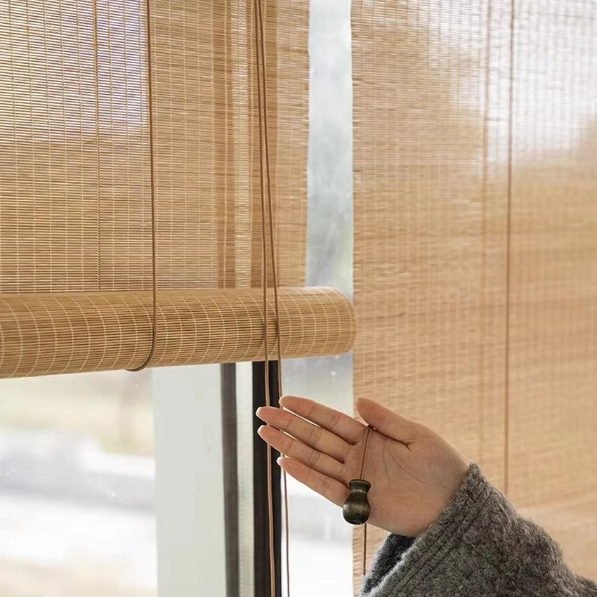 Anvige High Quality 50-60% Blackout Bamboo Roller Blinds Customized Window Shades Easy To Install