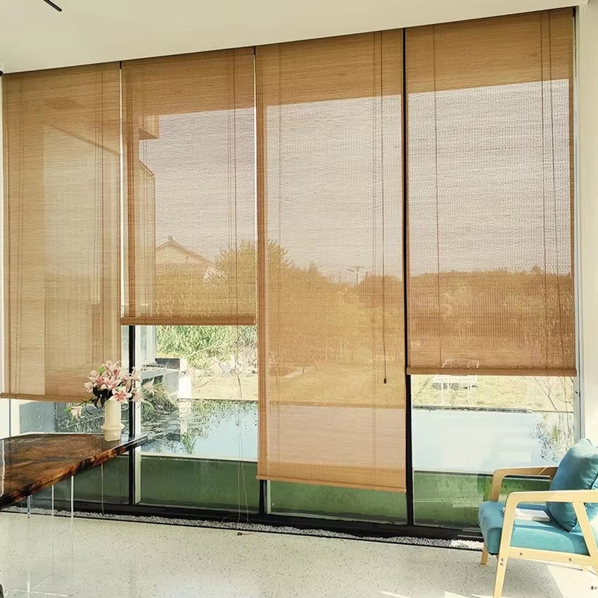 Anvige High Quality 50-60% Blackout Bamboo Roller Blinds Customized Window Shades Easy To Install