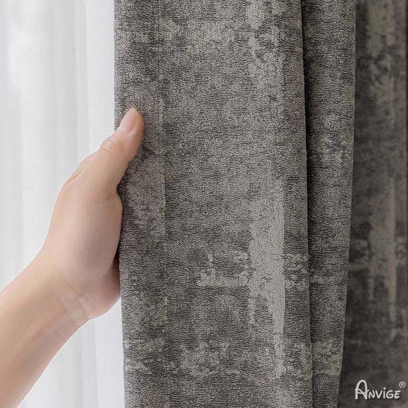 Anvige Home Textile European Curtain ANVIGE European Abstract Grey Color Jacquard,Grommet Window Curtain Blackout Curtains For Living Room,52''Wx63''L,1 Panel