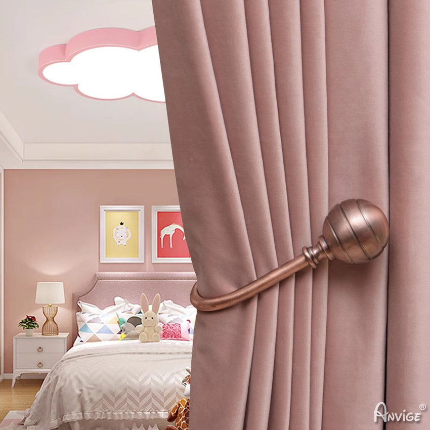 ANVIGE European Baby Pink Color Jacquard Curtains High Quality Valance,Custom Made Blackout and Sheer Window Curtain,High Quality Window Drapes