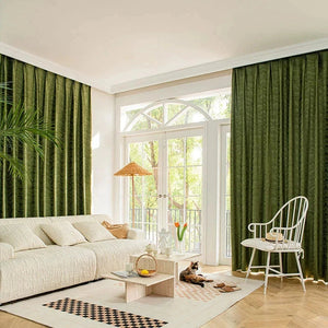 ANVIGE European Green Color Jacquard Curtains High Quality Valance,Custom Made Blackout and Sheer Window Curtain,High Quality Window Drapes