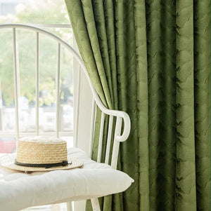 ANVIGE European Green Color Jacquard Curtains High Quality Valance,Custom Made Blackout and Sheer Window Curtain,High Quality Window Drapes