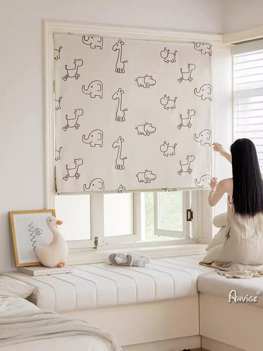 Anvige Home Textile Roman Shade Anvige Flat Roman Shades,Hardware For Installation Included,Window Treatment,Custom Roman Blinds,Cartoon Animal