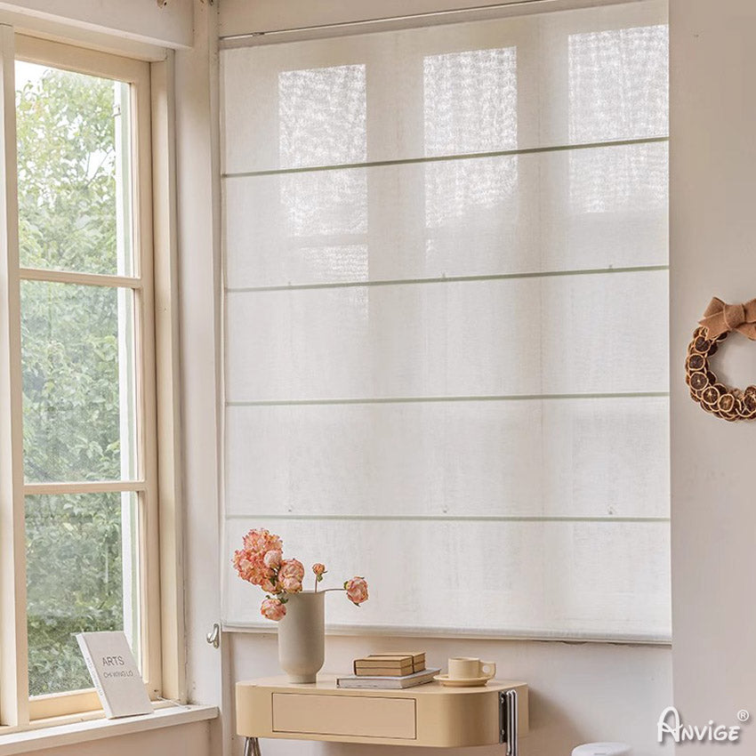 Anvige Home Textile Roman Shade Anvige Flat Roman Shades,Hardware For Installation Included,Window Treatment,Custom Roman Blinds ,Natural White Color