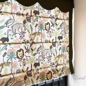 Anvige Home Textile Roman Shade Anvige Flat Roman Shades,Hardware For Installation Included,Window Treatment,Custom Roman Blinds,Pastoral Animals