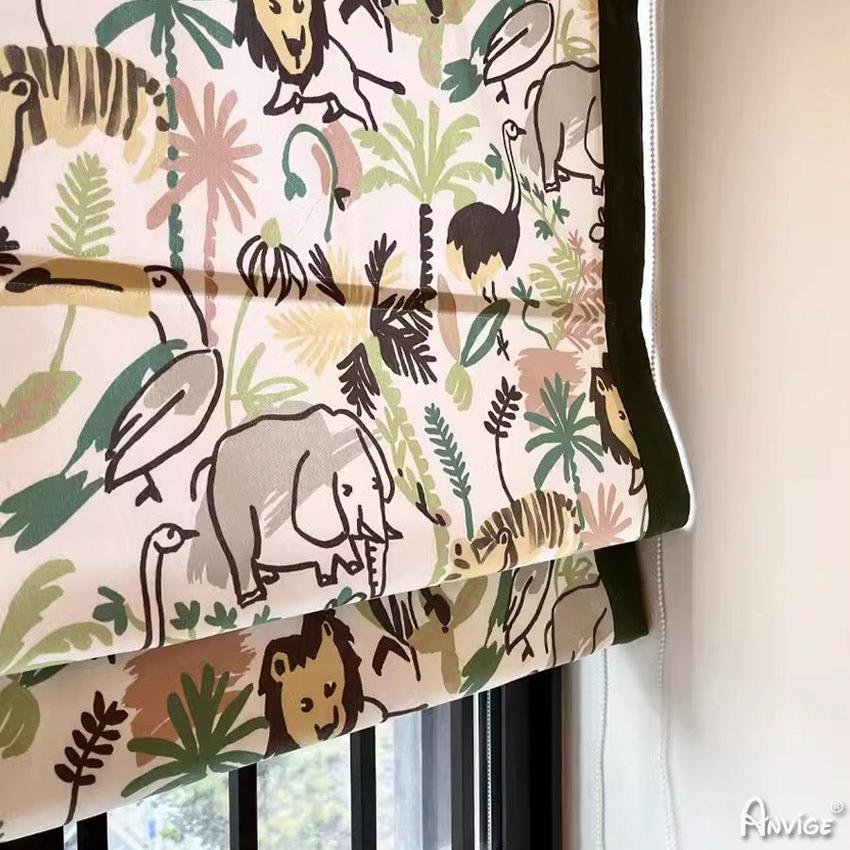 Anvige Home Textile Roman Shade Anvige Flat Roman Shades,Hardware For Installation Included,Window Treatment,Custom Roman Blinds,Pastoral Animals