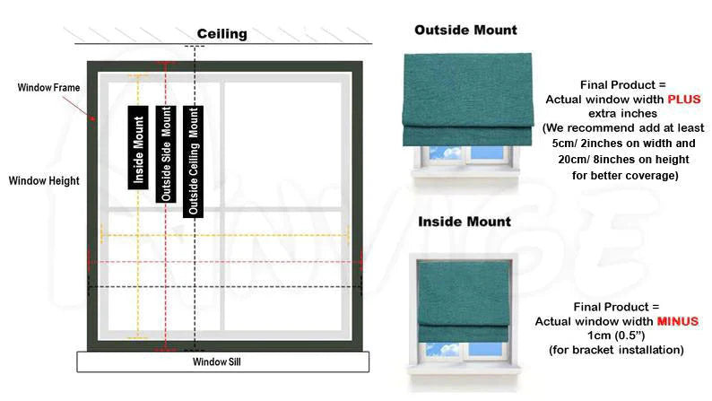 Anvige Flat Roman Shades,Hardware For Installation Included,Window Treatment,Custom Roman Blinds Style 306