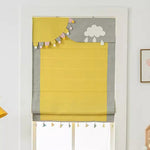 Anvige Home Textile Roman Shade Anvige Flat Roman Shades,Hardware For Installation Included,Window Treatment,Custom Roman Blinds,Yellow With Grey Trims