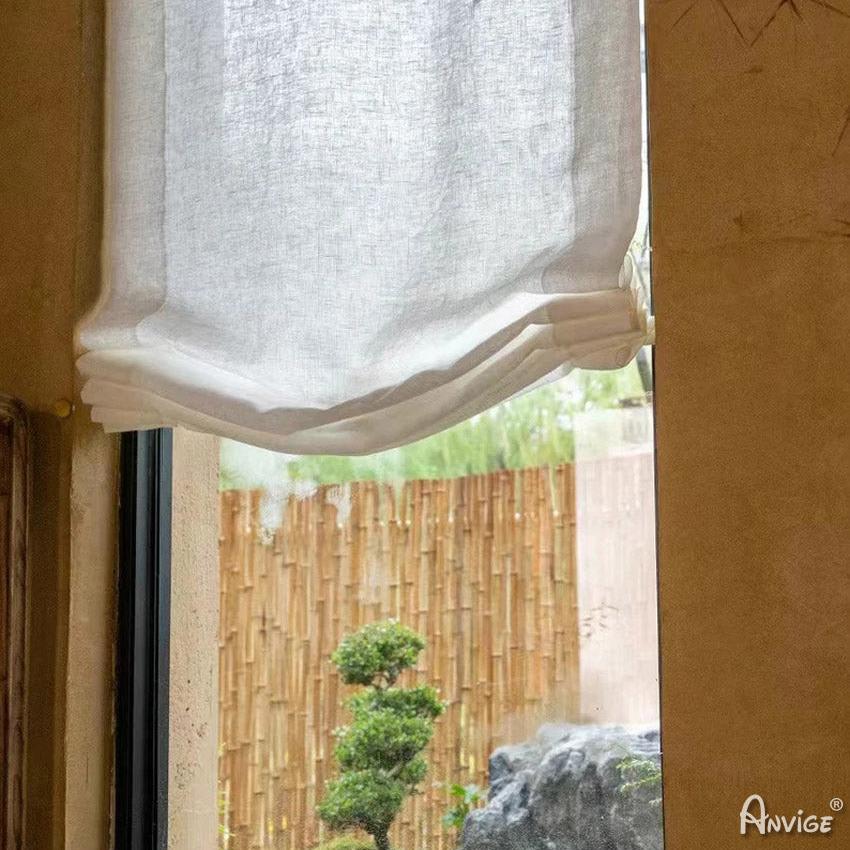 Anvige Home Textile Roman Shade Anvige Flat Sheer Roman Shades,Hardware For Installation Included,Window Treatment,Custom Roman Blinds,Cotton Linen White Color