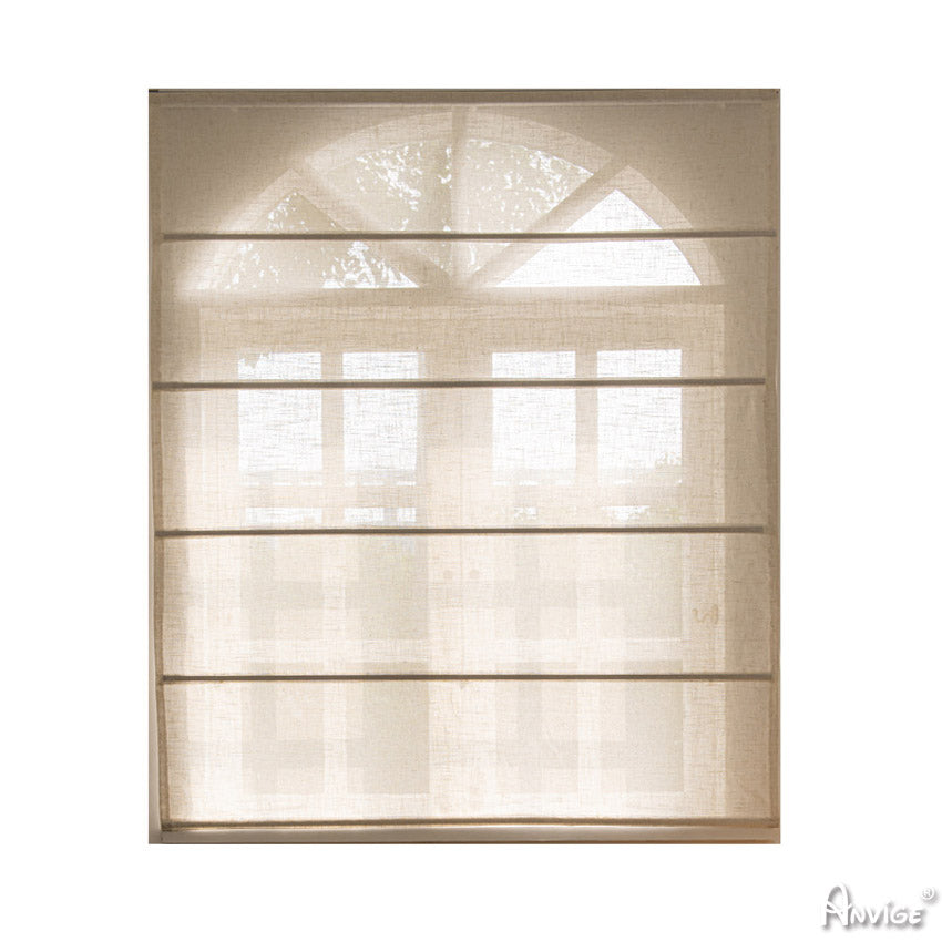 Anvige Home Textile Roman Shade Anvige Flat Sheer Roman Shades,Hardware For Installation Included,Window Treatment,Custom Roman Blinds,Linen Color