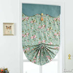 Anvige Home Textile Roman Shade Anvige Flat Fan Roman Shades,Hardware For Installation Included,Window Treatment,Custom Fan Roman Blinds,Printed Green Flowers