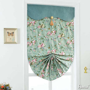 Anvige Home Textile Roman Shade Anvige Flat Fan Roman Shades,Hardware For Installation Included,Window Treatment,Custom Fan Roman Blinds,Printed Green Flowers