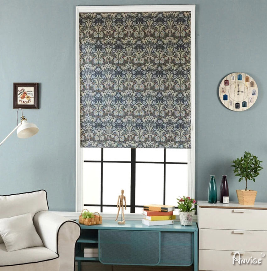 Anvige Home Textile Roman Shade Anvige Flat Roman Shades,Hardware For Installation Included,Window Treatment,Custom Roman Blinds,Abstract Flowers Printed