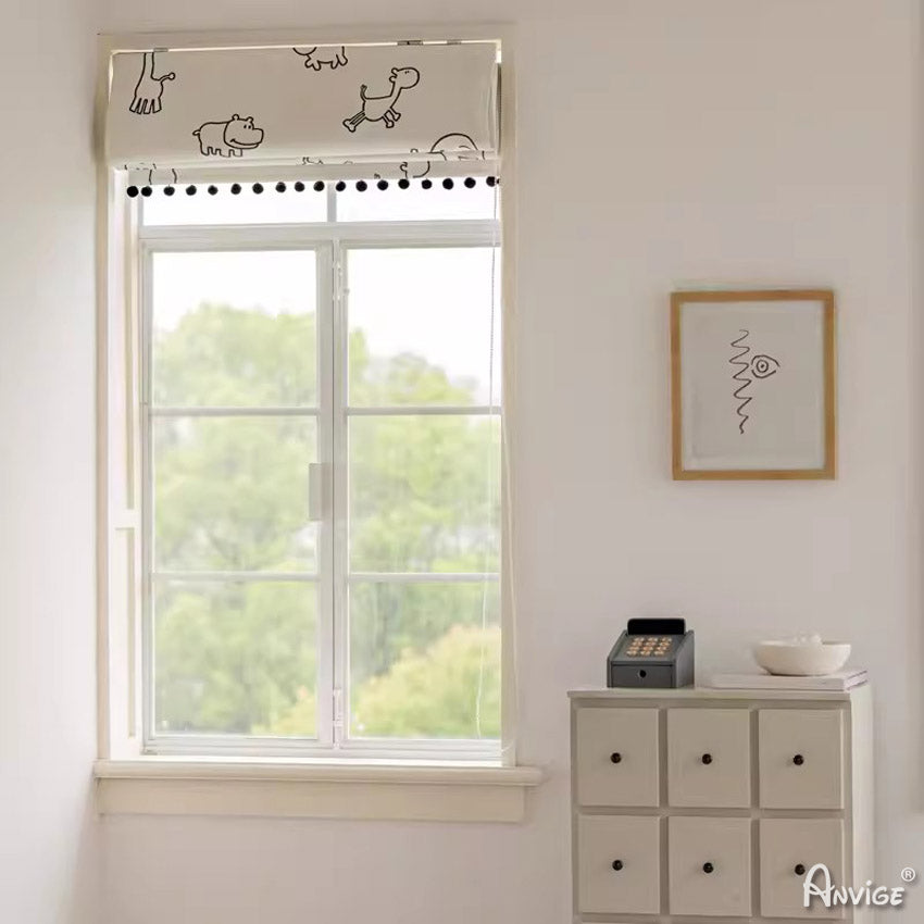 Anvige Home Textile Roman Shade Anvige Flat Roman Shades,Hardware For Installation Included,Window Treatment,Custom Roman Blinds,Cartoon Animals Printed