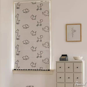 Anvige Home Textile Roman Shade Anvige Flat Roman Shades,Hardware For Installation Included,Window Treatment,Custom Roman Blinds,Cartoon Animals Printed