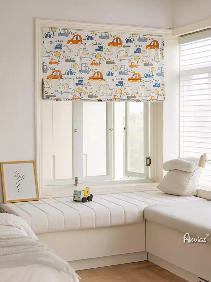 Anvige Home Textile Roman Shade Anvige Flat Roman Shades,Hardware For Installation Included,Window Treatment,Custom Roman Blinds,Cartoon Cars