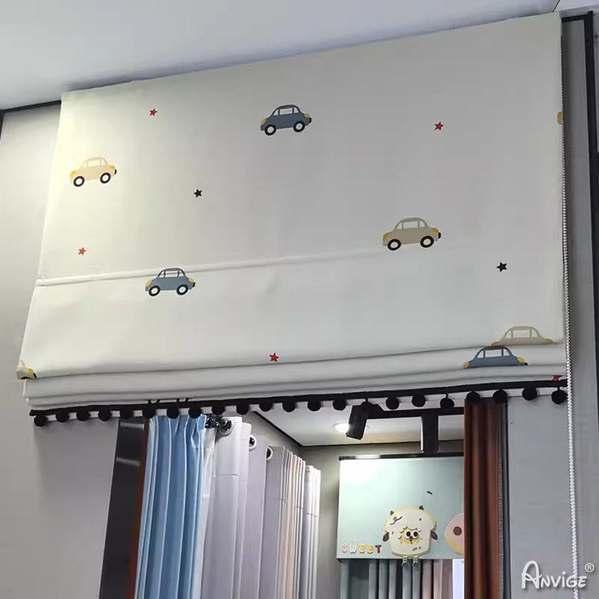 Anvige Home Textile Roman Shade Anvige Flat Roman Shades,Hardware For Installation Included,Window Treatment,Custom Roman Blinds,Cartoon Cars