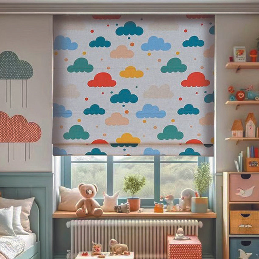 Anvige Home Textile Roman Shade Anvige Flat Roman Shades,Hardware For Installation Included,Window Treatment,Custom Roman Blinds,Cartoon Colorful Clouds