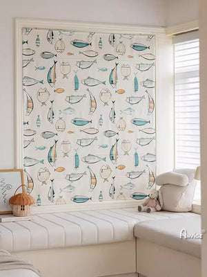 Anvige Home Textile Roman Shade Anvige Flat Roman Shades,Hardware For Installation Included,Window Treatment,Custom Roman Blinds,Cartoon Fish