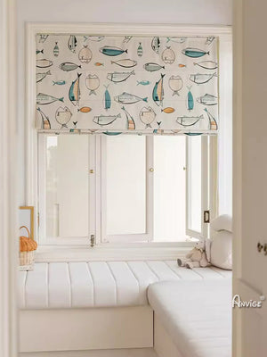 Anvige Home Textile Roman Shade Anvige Flat Roman Shades,Hardware For Installation Included,Window Treatment,Custom Roman Blinds,Cartoon Fish