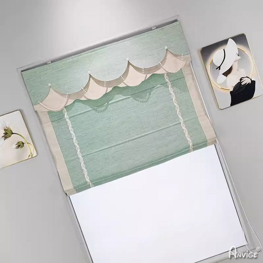 Anvige Home Textile Roman Shade Anvige Flat Roman Shades,Hardware For Installation Included,Window Treatment,Custom Roman Blinds,Cartoon Green Color