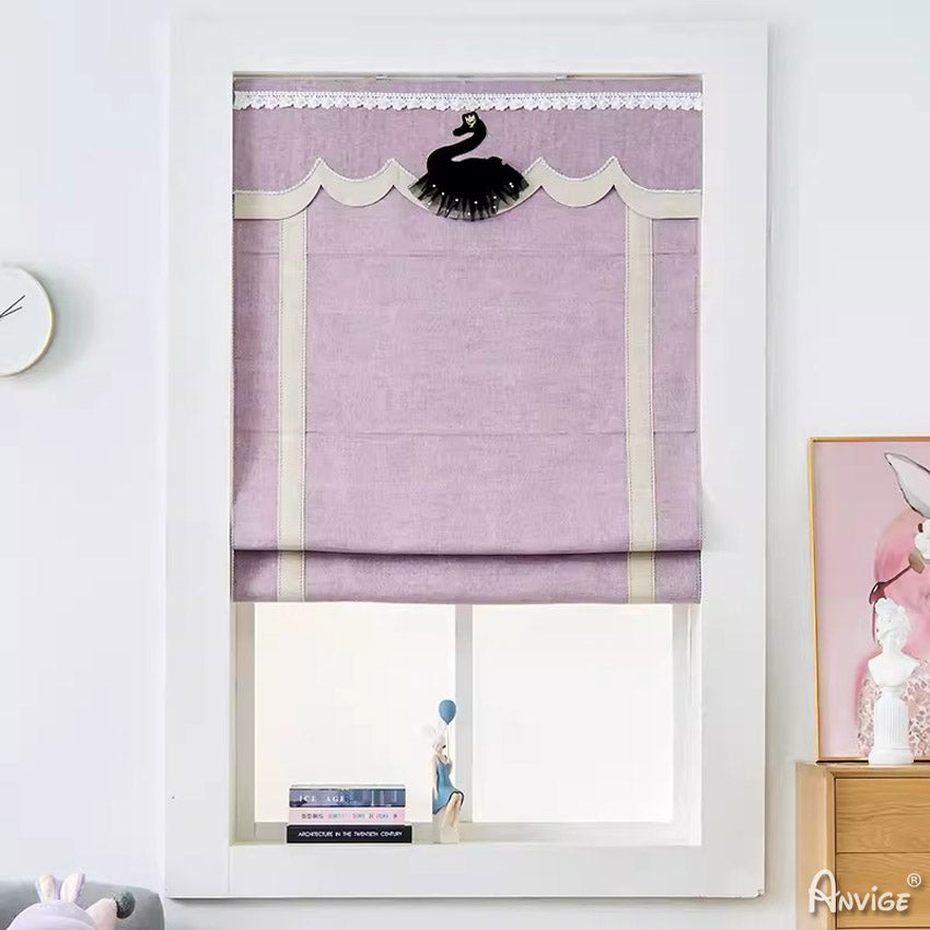 Anvige Home Textile Roman Shade Anvige Flat Roman Shades,Hardware For Installation Included,Window Treatment,Custom Roman Blinds,Cartoon Little Swan