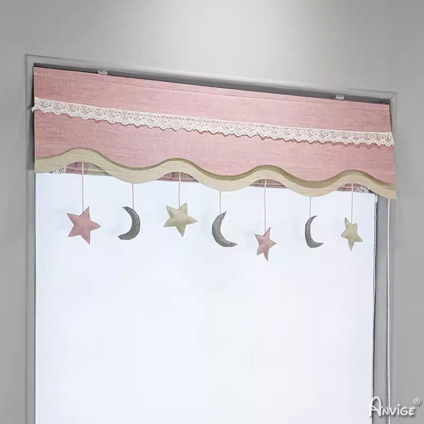 Anvige Home Textile Roman Shade Anvige Flat Roman Shades,Hardware For Installation Included,Window Treatment,Custom Roman Blinds,Cartoon Pink Lucky Star