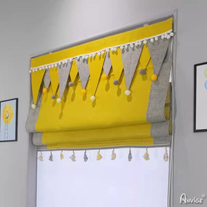 Anvige Home Textile Roman Shade Anvige Flat Roman Shades,Hardware For Installation Included,Window Treatment,Custom Roman Blinds,Cartoon Yellow Triangle Pattern