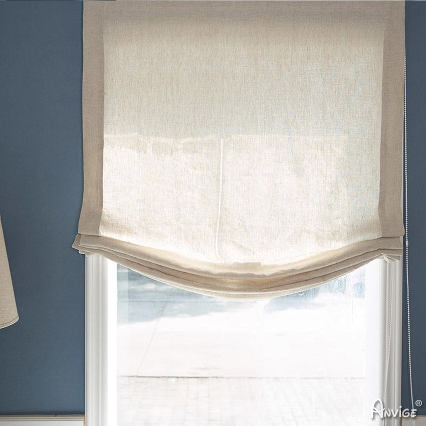 Anvige Home Textile Roman Shade Anvige Flat Roman Shades,Hardware For Installation Included,Window Treatment,Custom Roman Blinds,Cotton Linen Waves Style