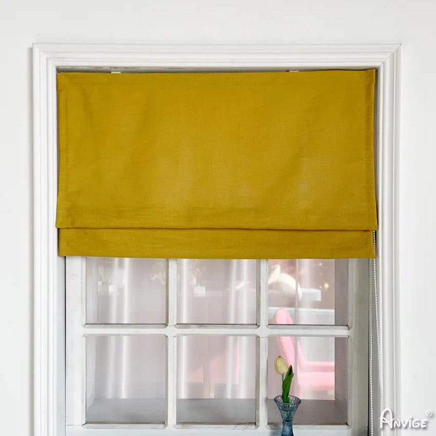 Anvige Home Textile Roman Shade Anvige Flat Roman Shades,Hardware For Installation Included,Window Treatment,Custom Roman Blinds,Ginger Yellow fabric