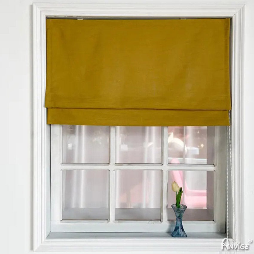 Anvige Home Textile Roman Shade Anvige Flat Roman Shades,Hardware For Installation Included,Window Treatment,Custom Roman Blinds,Ginger Yellow fabric