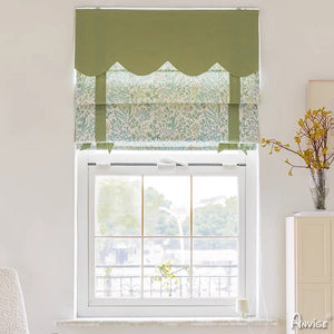 Anvige Home Textile Roman Shade Anvige Flat Roman Shades,Hardware For Installation Included,Window Treatment,Custom Roman Blinds,Green Fabric With Green Heading