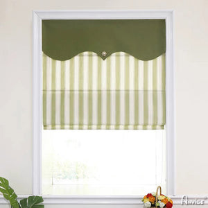 Anvige Home Textile Roman Shade Anvige Flat Roman Shades,Hardware For Installation Included,Window Treatment,Custom Roman Blinds,Green Striped Fabric With Green Heading