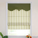 Anvige Home Textile Roman Shade Anvige Flat Roman Shades,Hardware For Installation Included,Window Treatment,Custom Roman Blinds,Green Striped Fabric With Green Heading