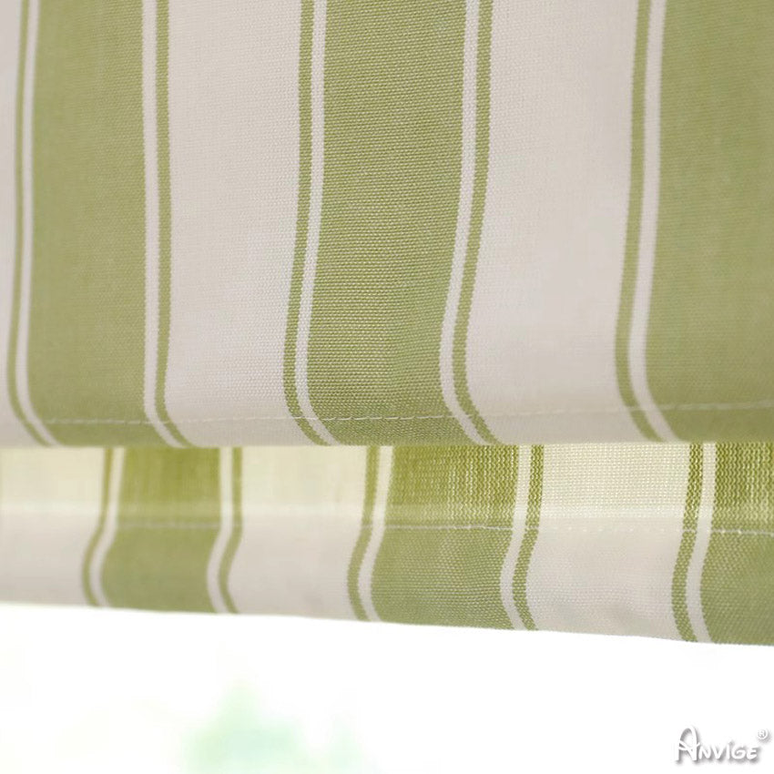 Anvige Home Textile Roman Shade Anvige Flat Roman Shades,Hardware For Installation Included,Window Treatment,Custom Roman Blinds,Green Striped Fabric With Green Heading