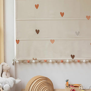 Anvige Home Textile Roman Shade Anvige Flat Roman Shades,Hardware For Installation Included,Window Treatment,Custom Roman Blinds,Little Love Heart Printed Fabric