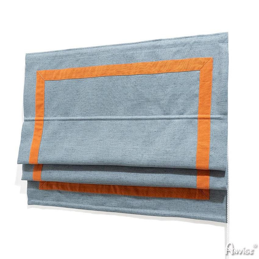 Anvige Home Textile Roman Shade Anvige Flat Roman Shades,Hardware For Installation Included,Window Treatment,Custom Roman Blinds,Modern Grey With Orange Border Trims