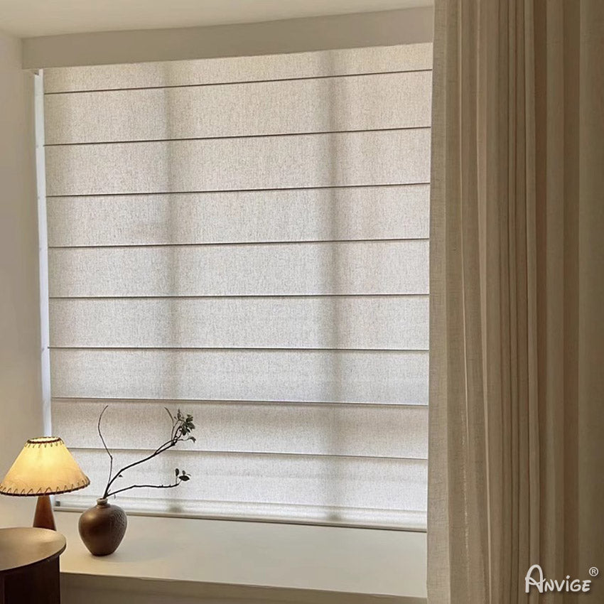 Anvige Home Textile Roman Shade Anvige Flat Roman Shades,Hardware For Installation Included,Window Treatment,Custom Roman Blinds,Modern Solid Cotton Linen Fabric