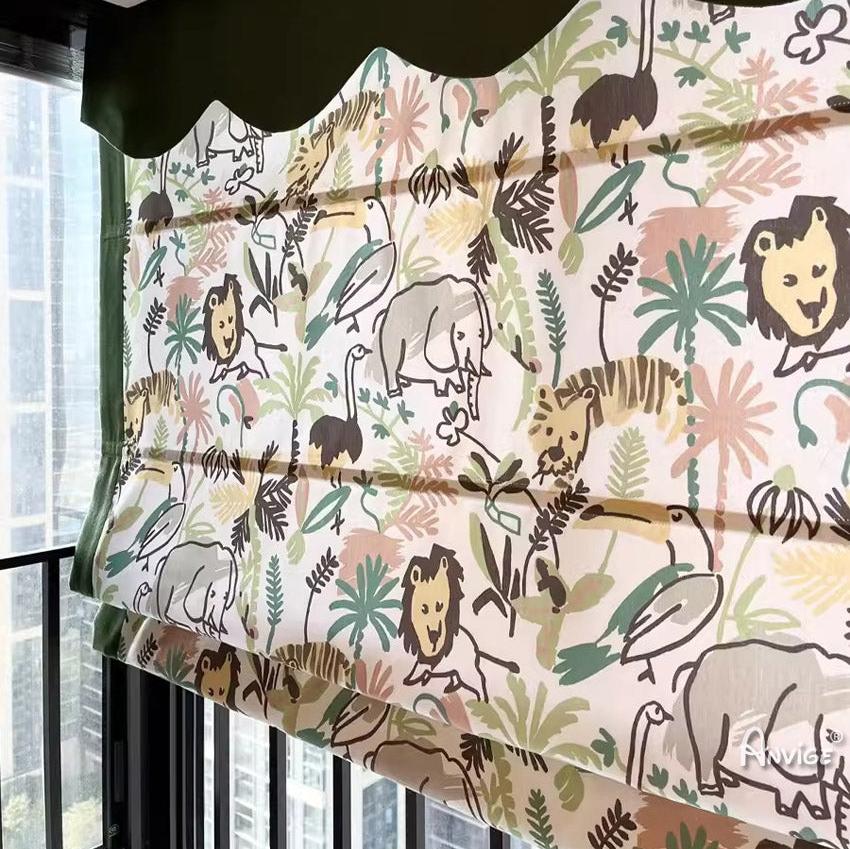 Anvige Home Textile Roman Shade Anvige Flat Roman Shades,Hardware For Installation Included,Window Treatment,Custom Roman Blinds,Pastoral Animals