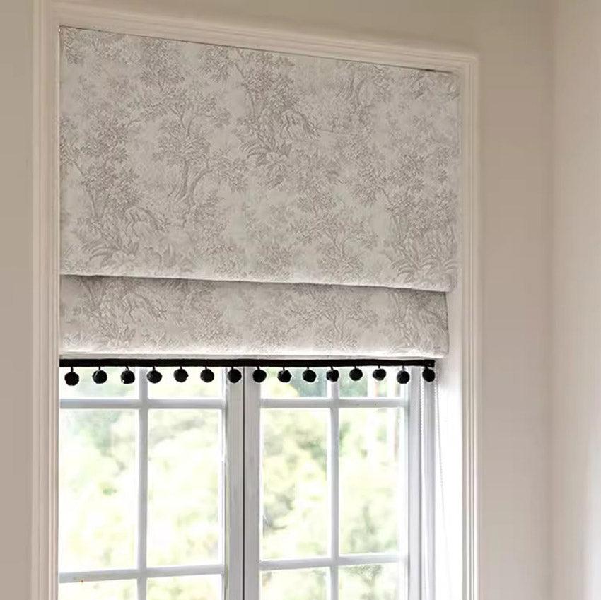 Anvige Home Textile Roman Shade Anvige Flat Roman Shades,Hardware For Installation Included,Window Treatment,Custom Roman Blinds,Pastoral Flowers With Black Lace