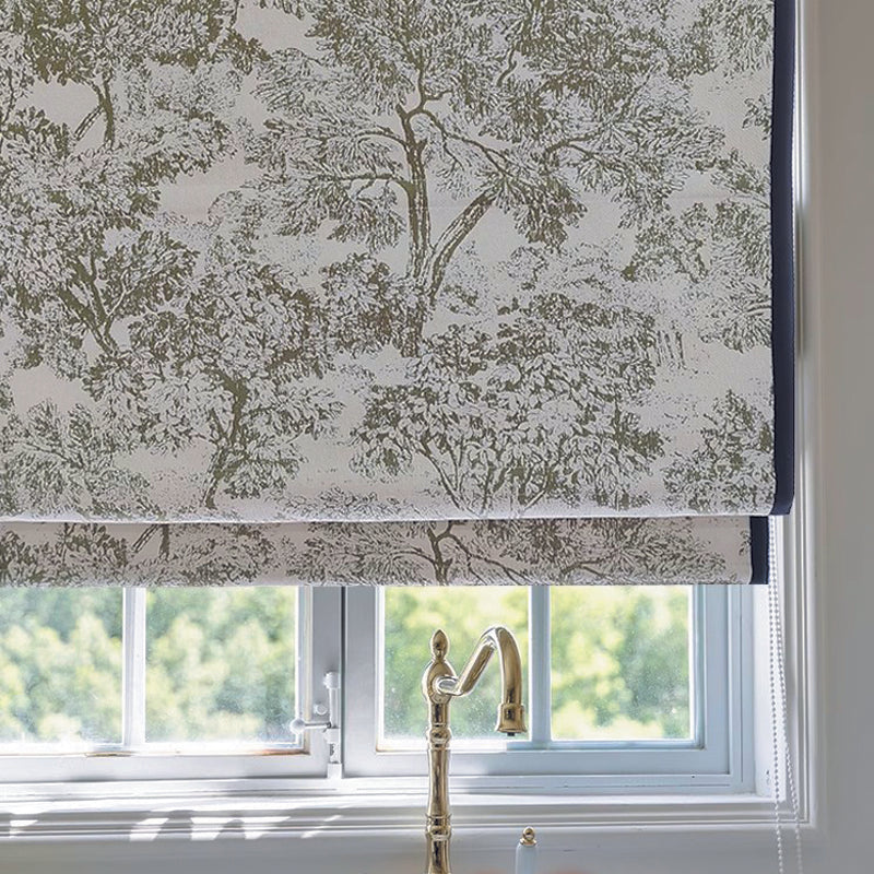 Anvige Home Textile Roman Shade Anvige Flat Roman Shades,Hardware For Installation Included,Window Treatment,Custom Roman Blinds,Pastoral Green With Black Border Trims