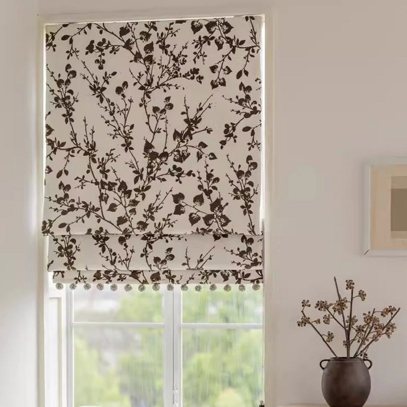 Anvige Home Textile Roman Shade Anvige Flat Roman Shades,Hardware For Installation Included,Window Treatment,Custom Roman Blinds,Pastoral Leaves