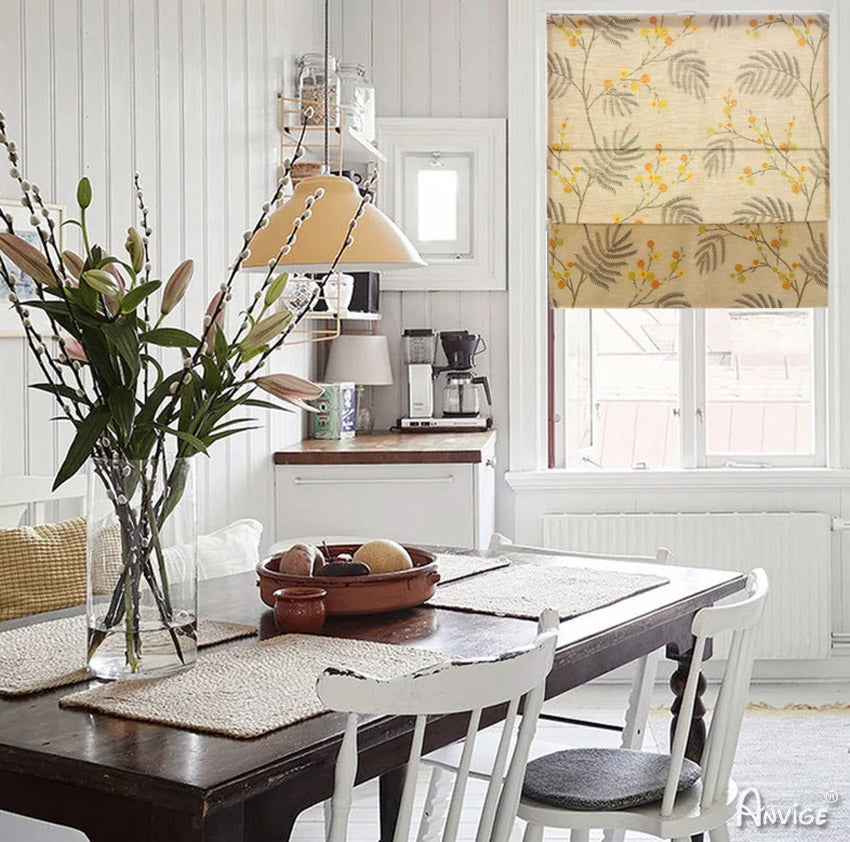 Anvige Home Textile Roman Shade Anvige Flat Roman Shades,Hardware For Installation Included,Window Treatment,Custom Roman Blinds,Pastoral Leaves