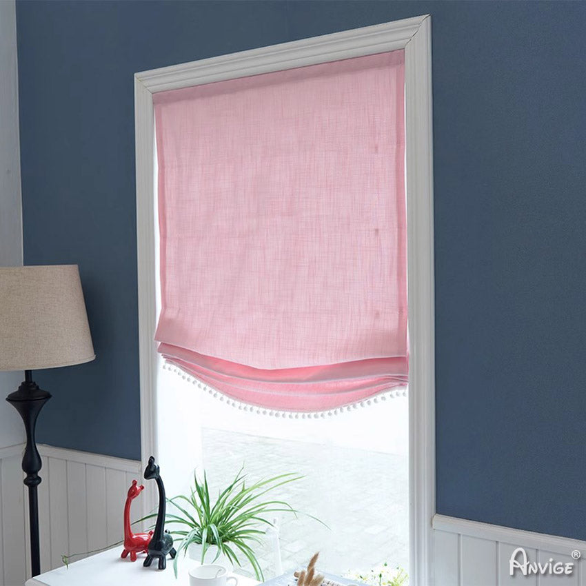 Anvige Home Textile Roman Shade Anvige Flat Roman Shades,Hardware For Installation Included,Window Treatment,Custom Roman Blinds,PinK Color Waves Style