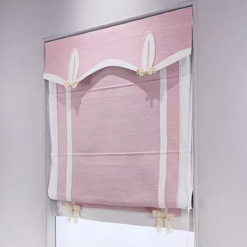 Anvige Home Textile Roman Shade Anvige Flat Roman Shades,Hardware For Installation Included,Window Treatment,Custom Roman Blinds,Pink With White Trims