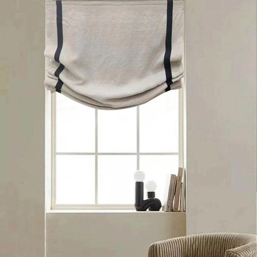 Anvige Home Textile Roman Shade Anvige Flat Roman Shades,Hardware For Installation Included,Window Treatment,Custom Roman Blinds,White With Black Trims