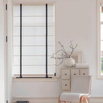 Anvige Home Textile Roman Shade Anvige Flat Roman Shades,Hardware For Installation Included,Window Treatment,Custom Roman Blinds,White With Double Black Leather Trims