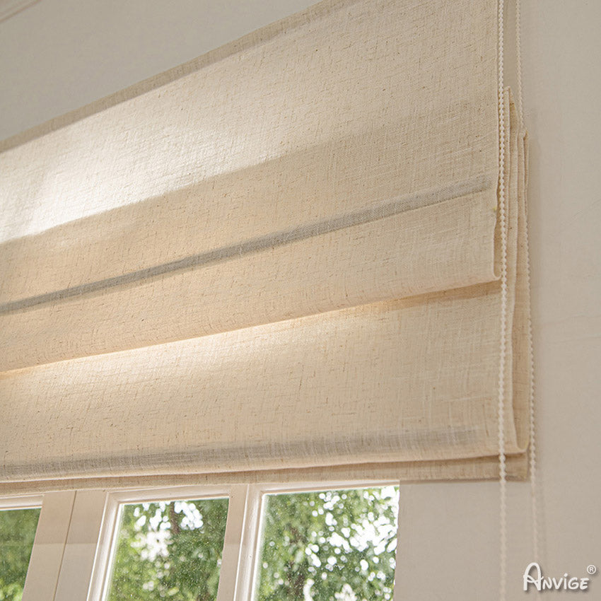 Anvige Home Textile Roman Shade Anvige Flat Sheer Roman Shades,Hardware For Installation Included,Window Treatment,Custom Roman Blinds,Linen Color