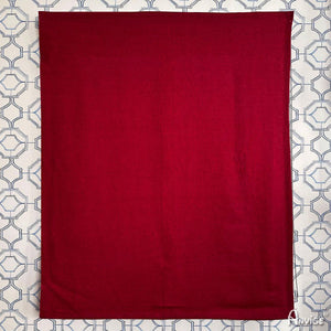 Anvige Relax Roman Shades in deep red fabric fully extended, showcasing light-filtering or blackout options. Perfect for custom window treatments.